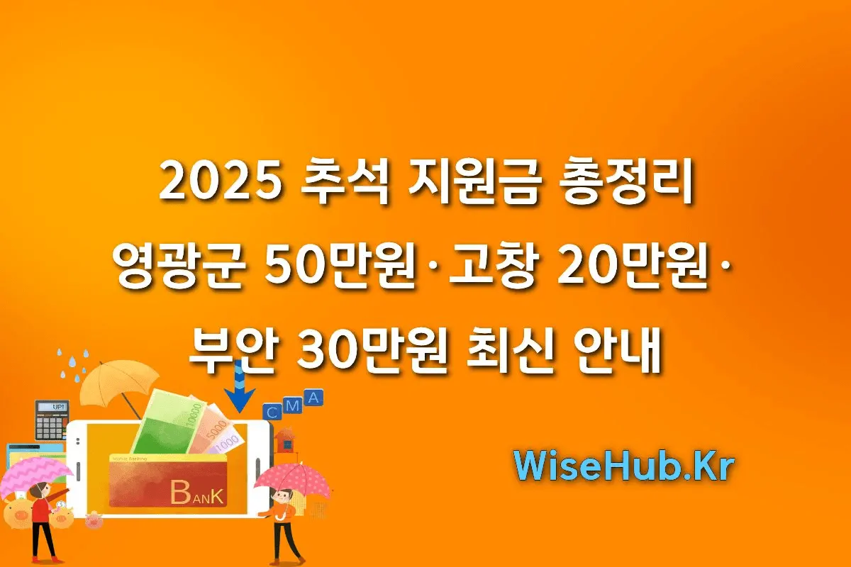 2025 추석 지원금 총정리: 영광군 50만원·고창 20만원·부안 30만원 최신 안내