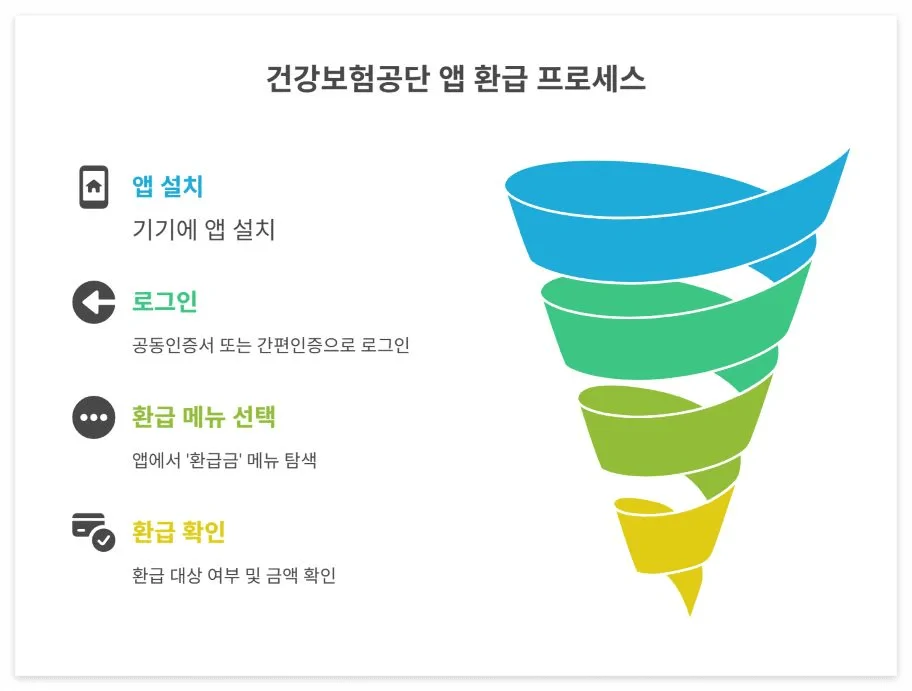 건강보험료 앱 환급 프로세스 인포그래픽