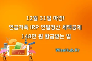 12월 31일 마감! 연금저축 IRP 연말정산 세액공제 148만 원 환급받는 법 (ft. ISA, 고향사랑)