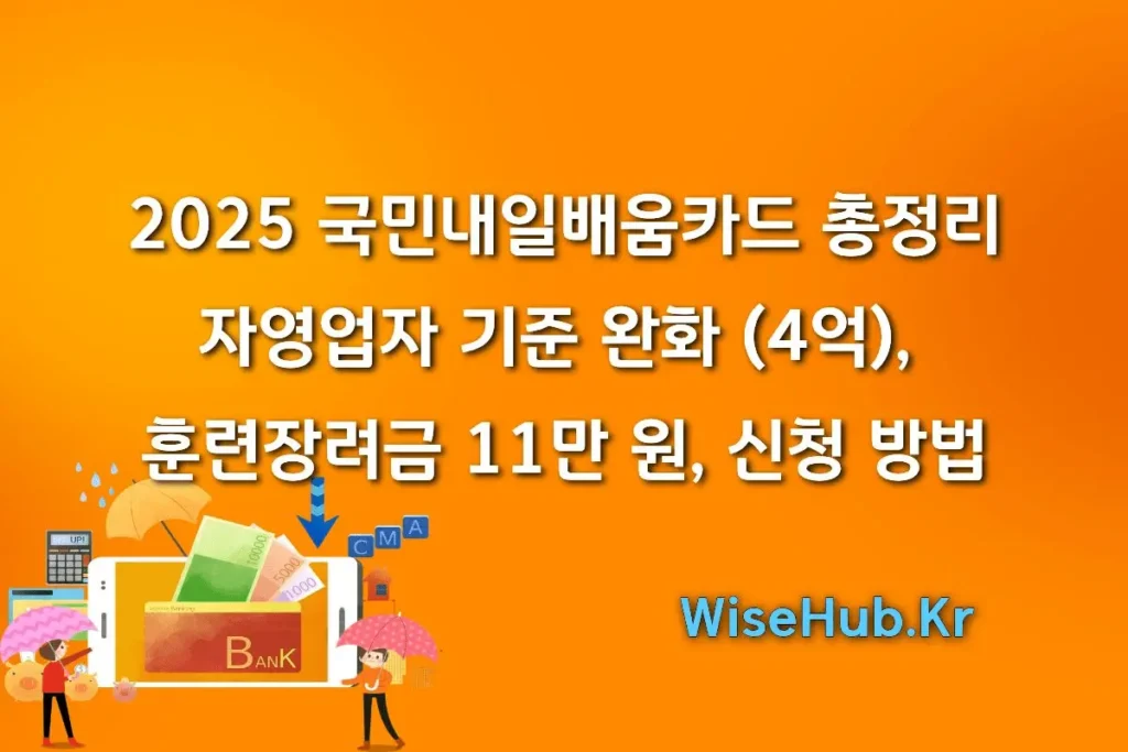 2025 국민내일배움카드 총정리: 자영업자 기준 완화 (4억), 훈련장려금 11만 원, 고용24 신청 방법