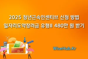 2025 청년근속인센티브 신청 방법 일자리도약장려금 유형Ⅱ 480만 원 받기