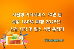 서울형 가사서비스 70만 원, 중위 180% 확대! 2025년 신청 자격 및 필수 서류 총정리