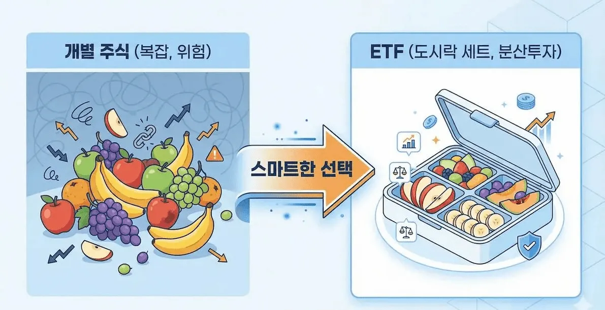 주식에서 ETF로 스마트한 선택을 나타내는 인포그래픽