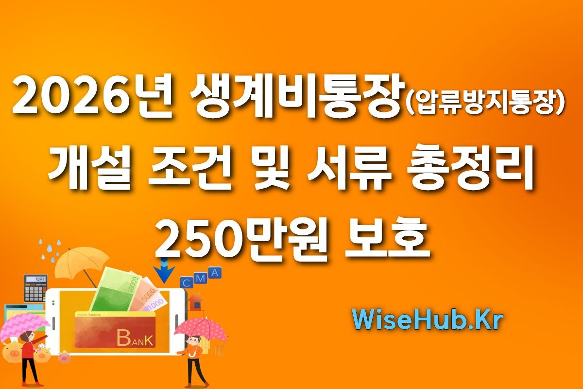 2026년 생계비통장(압류방지통장) 개설 조건 및 서류 총정리 | 250만원 보호 썸네일 이미지
