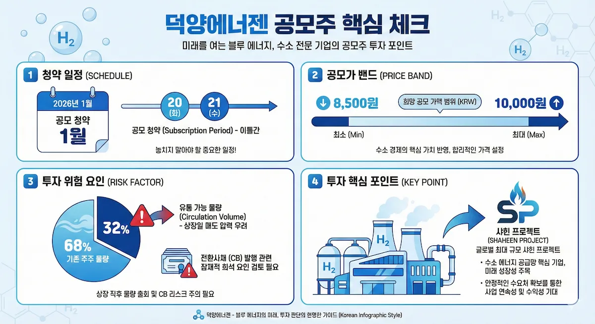  덕양에너젠 공모주 핵심 체크 인포그래픽