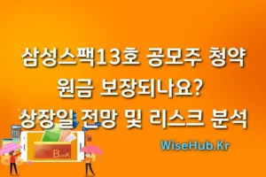 삼성스팩13호 공모주 청약, 원금 보장되나요 (상장일 전망 및 리스크 분석) 썸네일 이미지