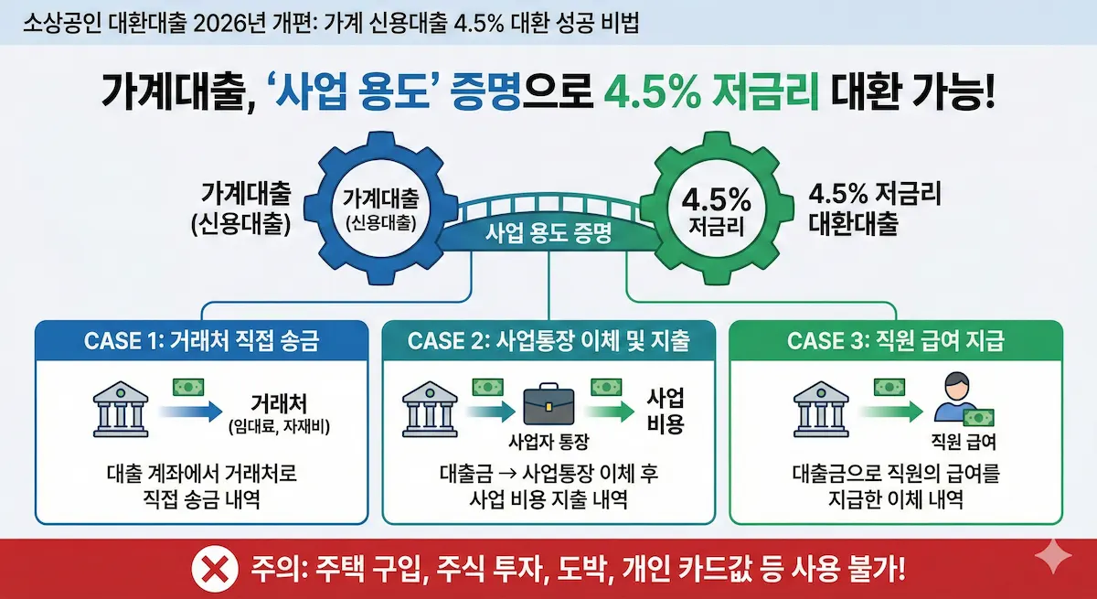 소상공인 대환대출 : 가계 신용대출 4.5% 대환 성공 비법 인포그래픽