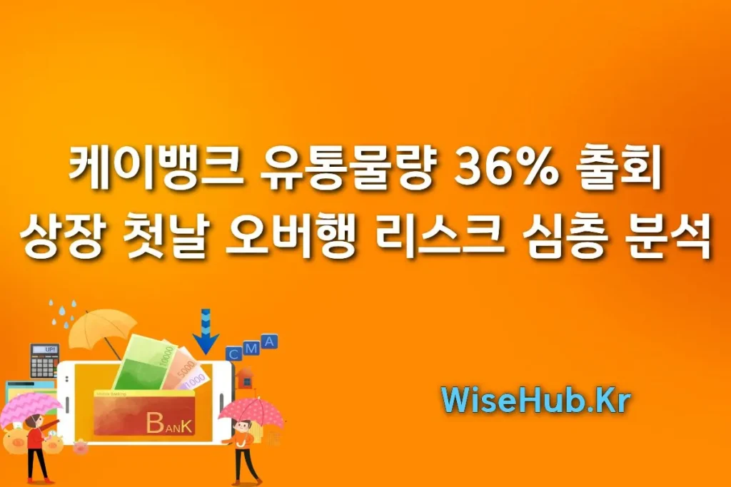 케이뱅크 유통물량 36% 쏟아진다! 상장 첫날 오버행 리스크 심층 분석