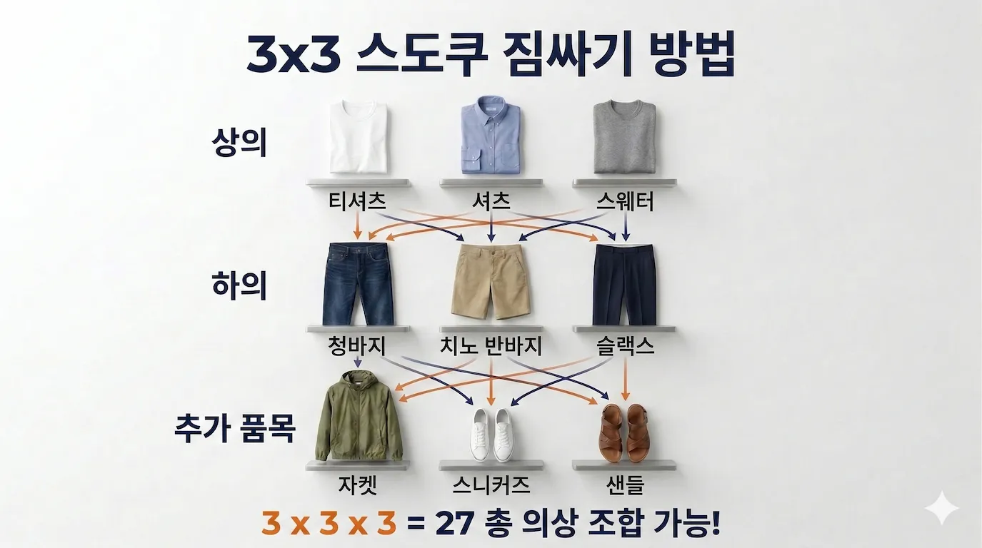 스도쿠 짐싸기 방법 설명 실사 인포그래픽 이미지