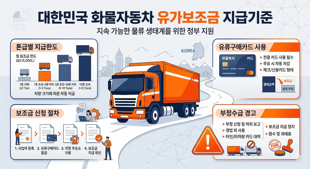 화물유가보조금 지급조건 및 기준 인포그래픽