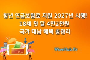 청년 연금보험료 지원 2027년 시행! 18세 첫 달 4만2천원 국가 대납 혜택 총정리