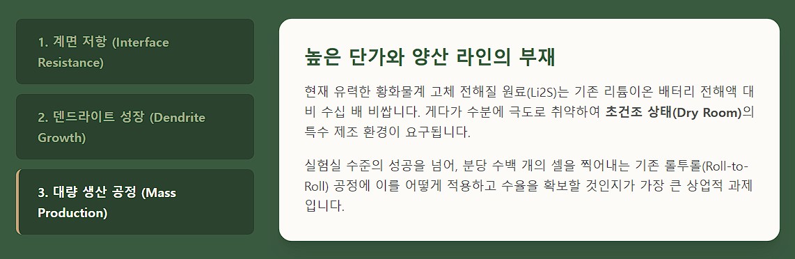 3. 대량 생산 공정 높은 단가와 양산 라인의 부재