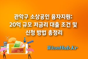 관악구 소상공인 융자지원: 20억 규모 저금리 대출 조건 및 신청 방법 총정리