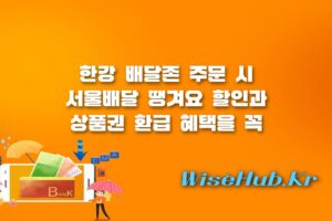 한강 배달존 - 한강 배달존 이용 방법과 서울배달 땡겨요 할인 환급 혜택 총정리
