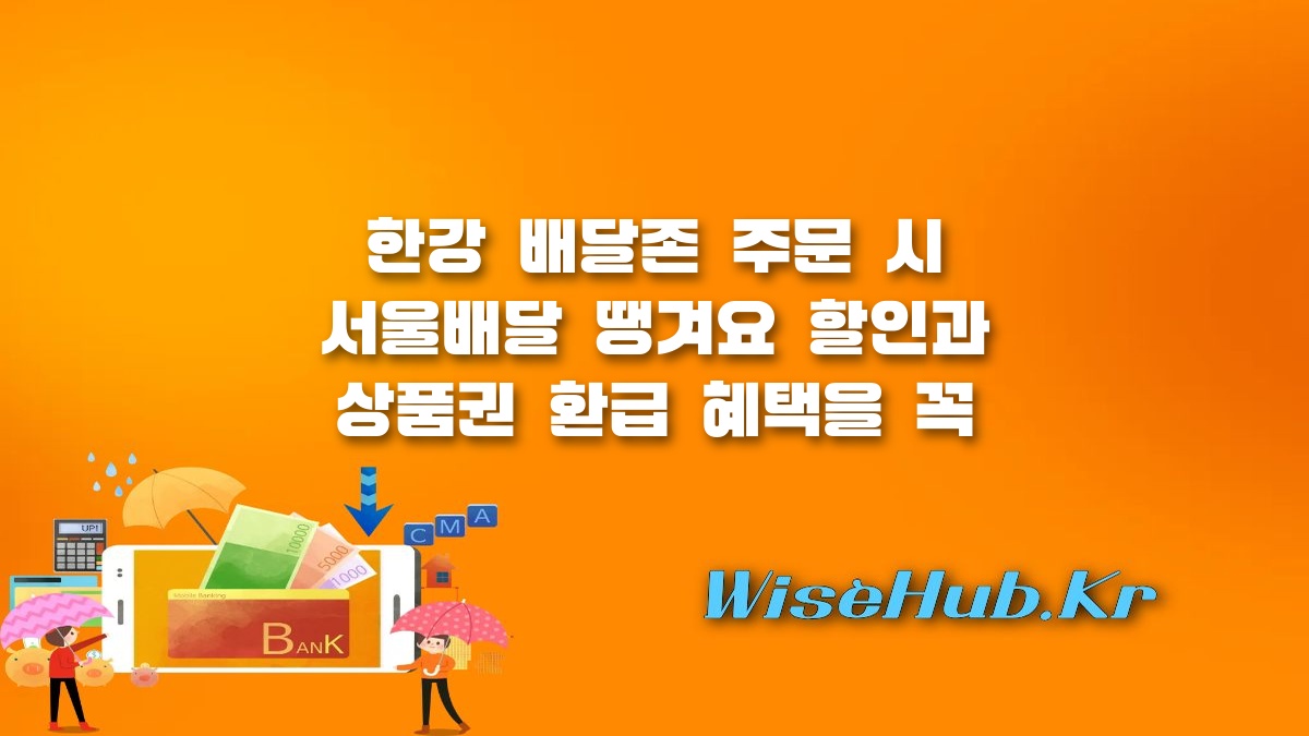 한강 배달존 - 한강 배달존 이용 방법과 서울배달 땡겨요 할인 환급 혜택 총정리